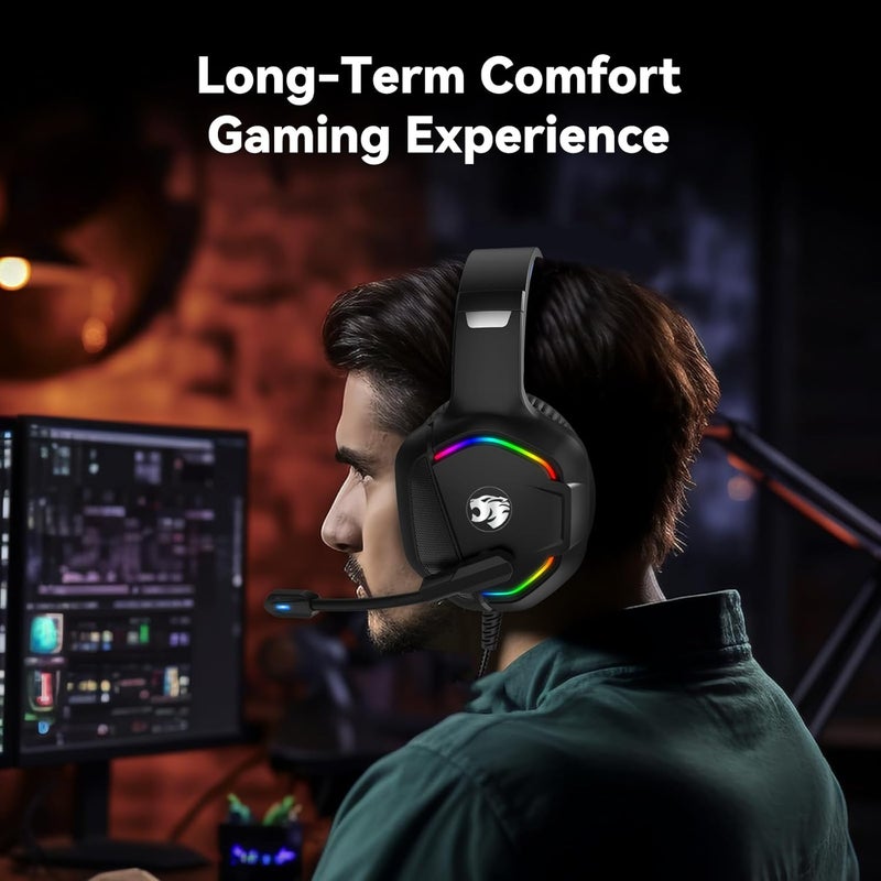 IMYB A36 Gaming Headset with Microphone for Pc, Xbox One Series X/s, Ps4, Ps5, Switch, Stereo Wired Noise Cancelling Over-Ear Headphones with Mic for Computer, Laptop, Mac, Nintendo, Gamer (Blue) - Image 4